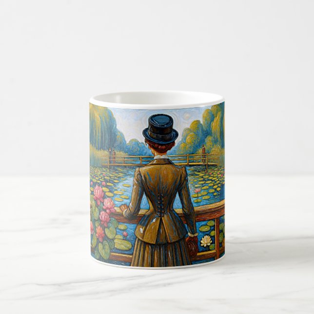 Elegant Lady at the Lily River Kaffeetasse (Mittel)