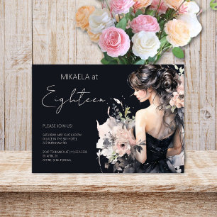 Elegant Lady Debutante Floral 18. Geburtstagsparty Einladung