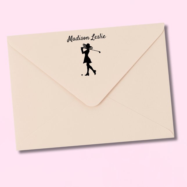 Elegant Lady Golfer Name Gummistempel (Von Creator hochgeladen)