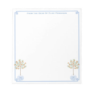 Elegant Lady's Chinoiserie Orange Tree Desk Notizblock