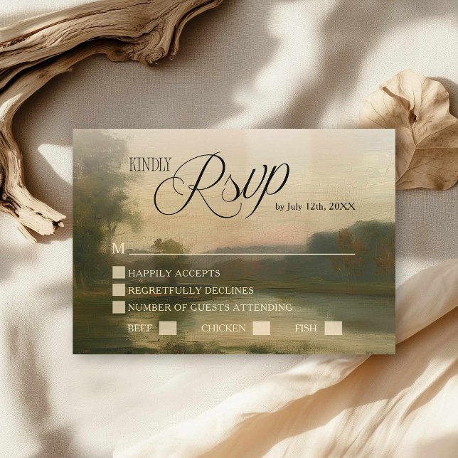 Elegant Landscape Art Wedding RSVP Card Karte (Vintage Landscape Wedding Rsvp Card)