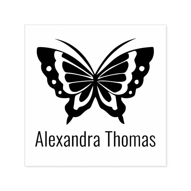 Elegant Large Butterfly Name Monogram Permastempel (Design)