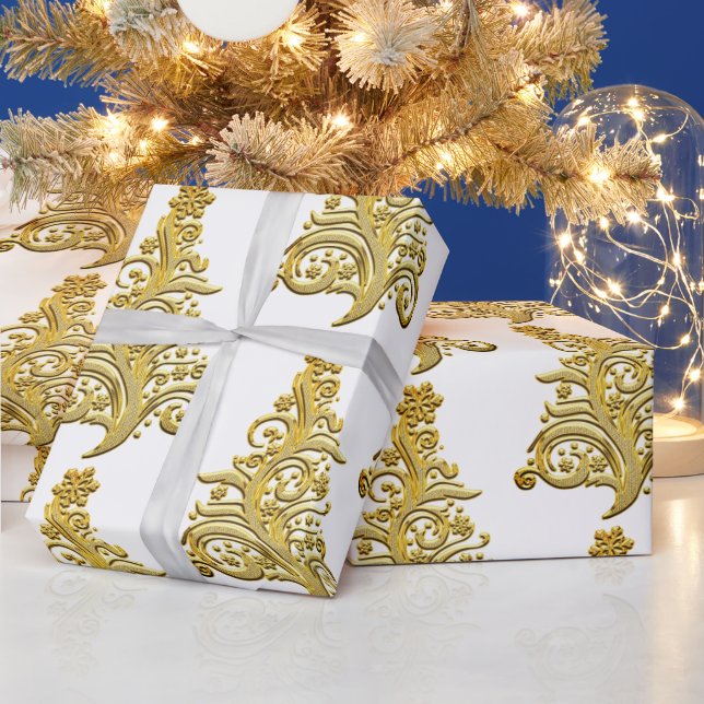 Elegant Large Gold Filigree Christmas Tree Geschenkpapier (Feiertage)
