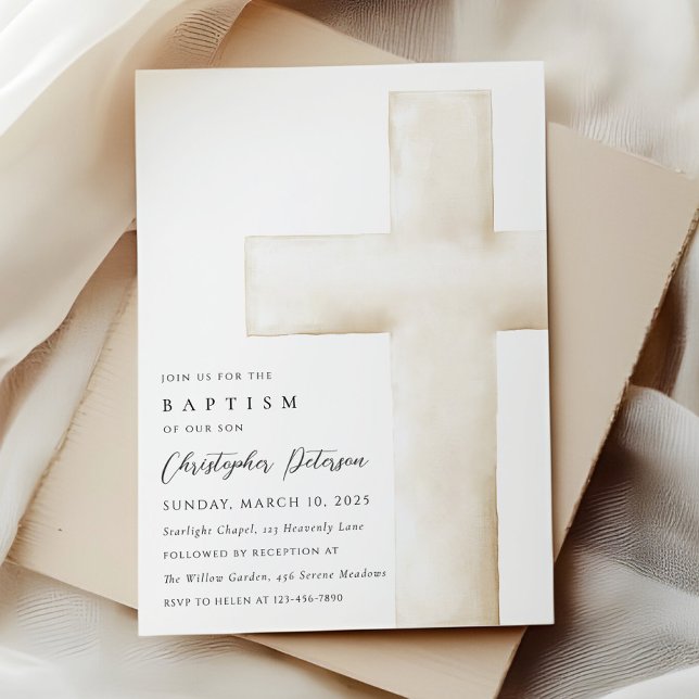 Elegant Large White Cross Baptism Invitation Einladung (Von Creator hochgeladen)