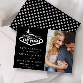 Elegant Las Vegas Wedding Foto Save the Date Real Folieneinladung
