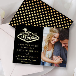Elegant Las Vegas Wedding Foto Save the Date Real Folieneinladung