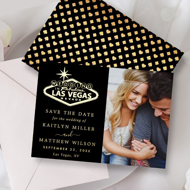 Elegant Las Vegas Wedding Foto Save the Date Real Folieneinladung (Von Creator hochgeladen)