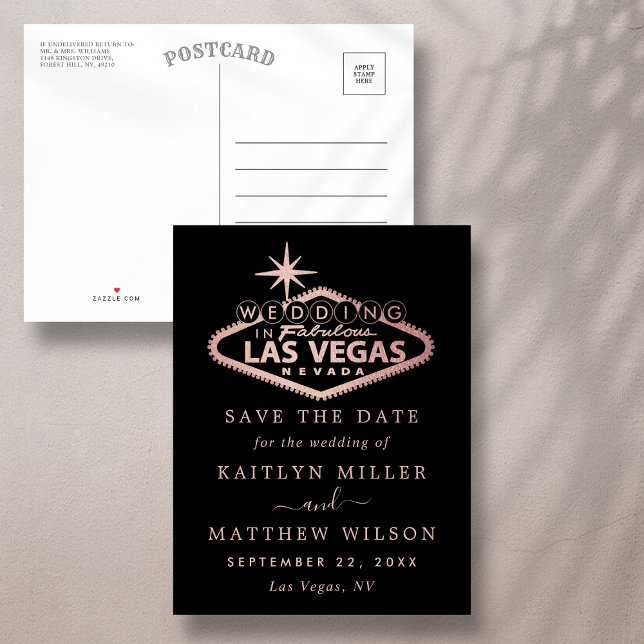 Elegant Las Vegas Wedding speichern das Datum Ankündigungspostkarte (Von Creator hochgeladen)
