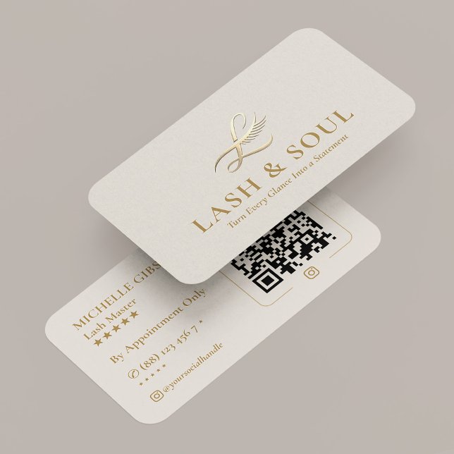 Elegant Lash Technician Makeup Artist Sand Beige Visitenkarte (Elegant Lash Technician Makeup Artist Sand Beige Business Card
)