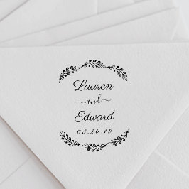Elegant Laurel Couple Names Wedding Save the Date Gummistempel