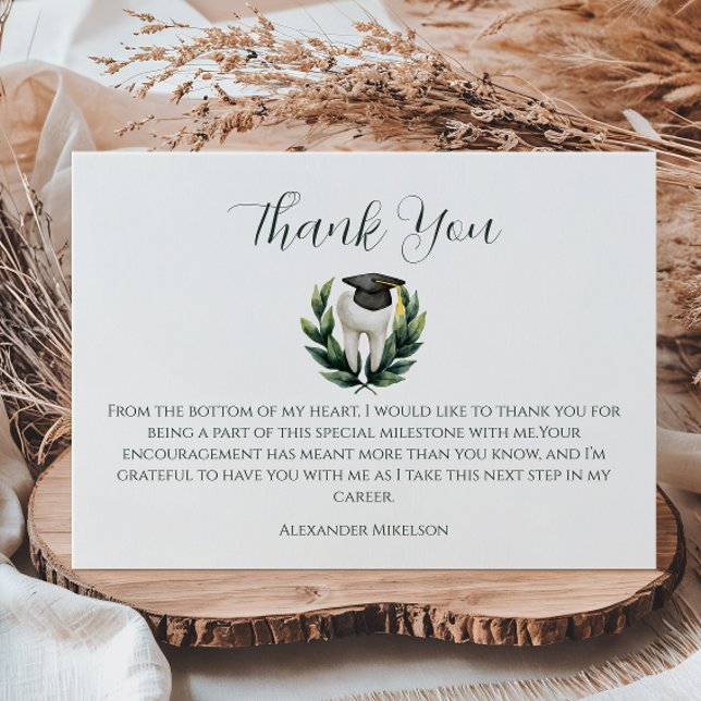 Elegant Laurel Dental Graduation Dankeskarte (Von Creator hochgeladen)