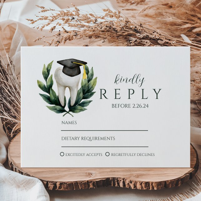 Elegant Laurel Dental Graduation RSVP Karte (Von Creator hochgeladen)