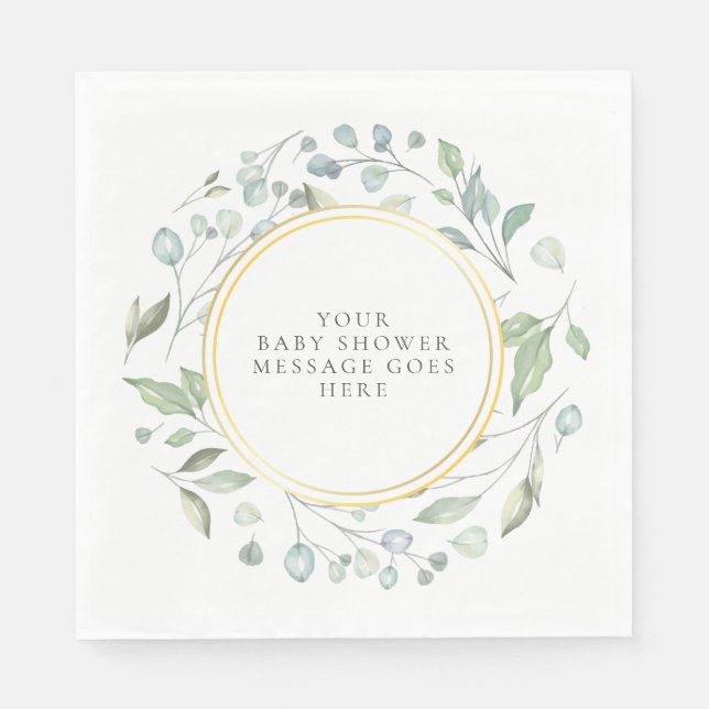 Elegant Laurel Garland Baby Shower Message Serviette (Vorderseite)