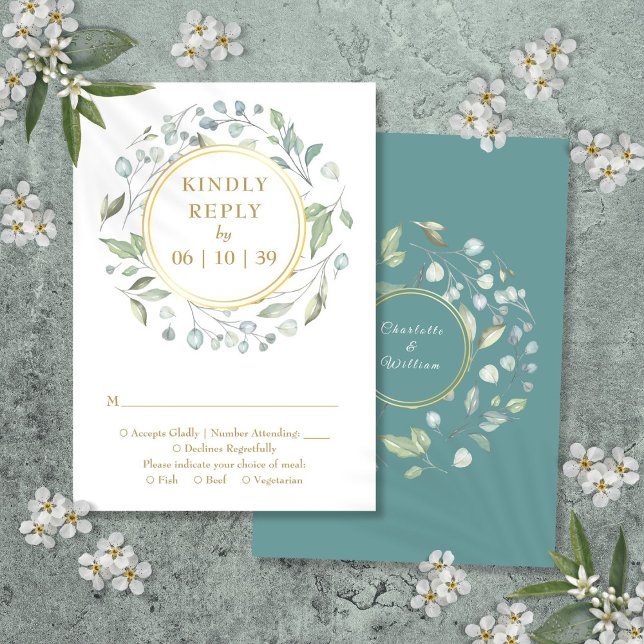 Elegant Laurel Greenery Floral Garland RSVP Karte (Elegant Laurel Greenery Floral Garland RSVP Card)
