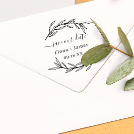 Elegant Laurel Leaf Save the Date Permastempel