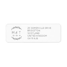 Elegant Laurel Leaf Wedding Rücksendeadressen-Aufk