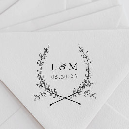Elegant Laurel Monogram Wedding Save the Date Permastempel