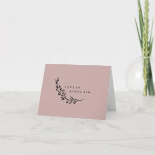 Elegant Laurel Wreath Dusty Pink Schwarz geklappt Dankeskarte
