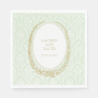 Elegant Laurel Wreath | Green Damask
