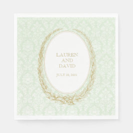 Elegant Laurel Wreath | Green Damask Serviette