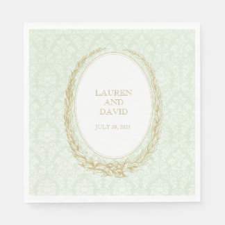 Elegant Laurel Wreath | Green Damask Serviette