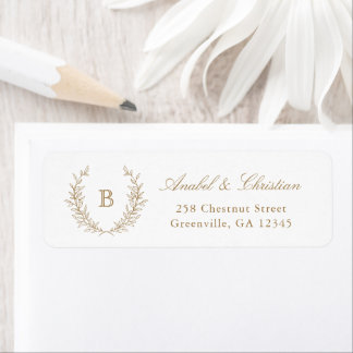 Elegant Laurel Wreath Monogram Rücksendeadresse