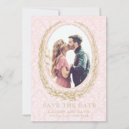 Elegant Laurel Wreath | Rosa Damask-Foto Save The Date