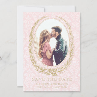 Elegant Laurel Wreath | Rosa Damask-Foto Save The Date