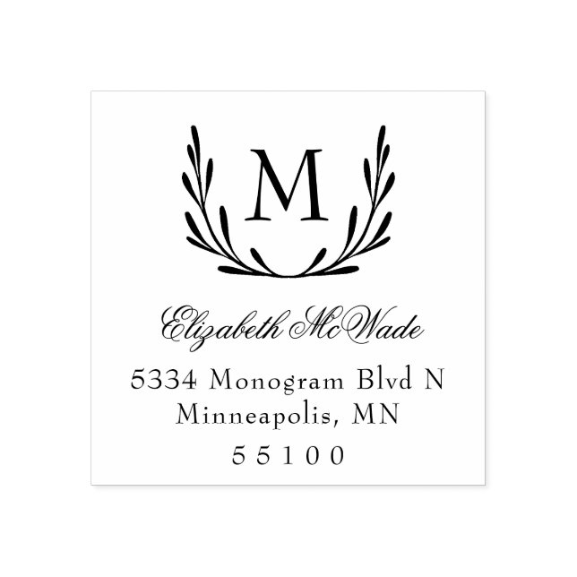 Elegant Laurel Wreath Rücksendeadresse Gummistempel (Prägung)