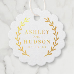 Elegant Laurel Wreath Wedding Monogram Geschenkanhänger