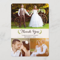 Elegant Laurels Wedding Vielen Dank Foto Flat Card