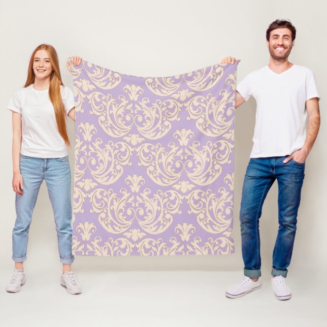 Elegant Lavender Baroque Damask Fleece Blanket (Beispiel)
