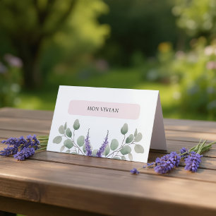 Elegant Lavender Eucalyptus Blätter Name Platzkarte