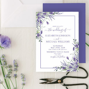 Elegant Lavender Eucalyptus Floral Script Wedding Einladung