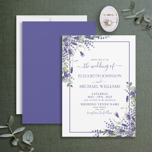Elegant Lavender Eucalyptus Floral Script Wedding Einladung
