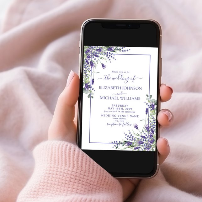 Elegant Lavender Eucalyptus Floral Script Wedding Einladung (Von Creator hochgeladen)