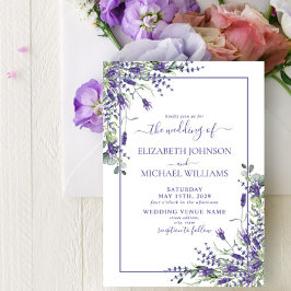Elegant Lavender Eucalyptus Floral Script Wedding Einladung