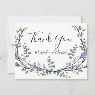Elegant Lavender Eucalyptus Wedding Dankeschön-Kar Dankeskarte