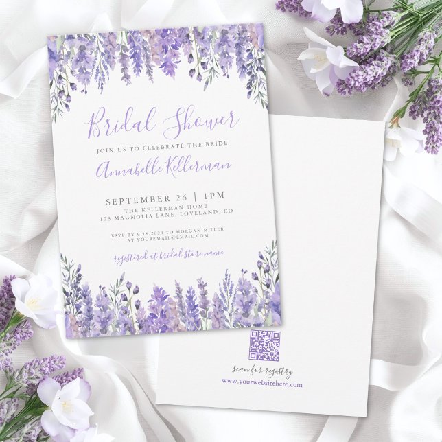 Elegant Lavender Floral Bridal Shower Einladung (Elegant Lavender Floral Bridal Shower Invitation)