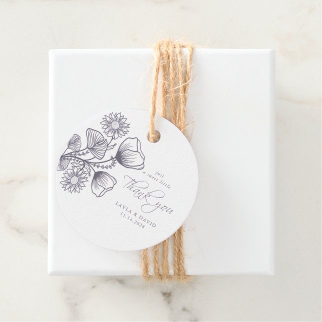 Elegant Lavender Floral Kontur Vielen Dank Geschenkanhänger (Beispiel)