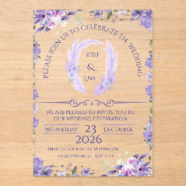 Elegant Lavender Floral Wedding Invitation Acryleinladungen