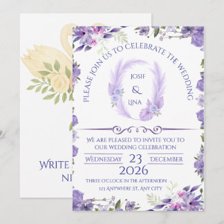 Elegant Lavender Floral Wedding Invitation Einladung