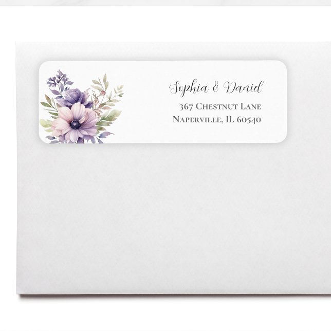 Elegant Lavender Floral Wedding Return Address (Von Creator hochgeladen)