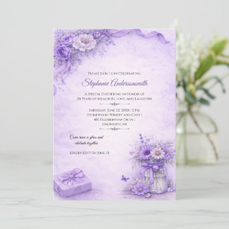 Elegant Lavender Flowers Birthday Party | Einladung