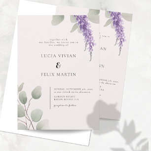 Elegant Lavender Greenery Eucalyptus Leaf Wedding Einladung