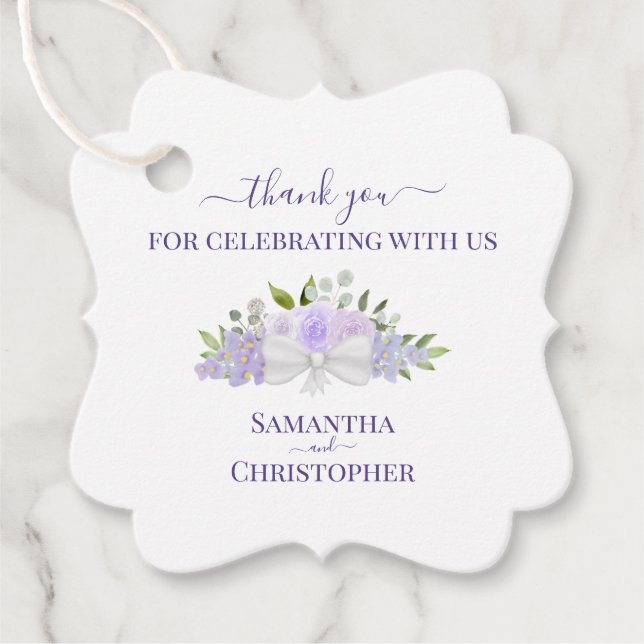 Elegant Lavender Lila Boho Wedding Vielen Dank Geschenkanhänger (Vorderseite)