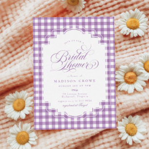 Elegant Lavender Lila Gingham Brautparty Einladung