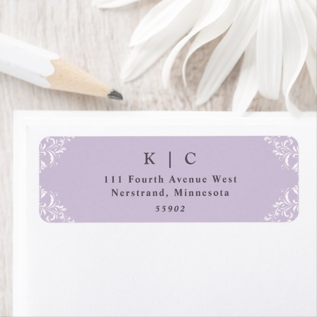 Elegant Lavender Lilac Wedding Rücksendeadresse (Insitu)