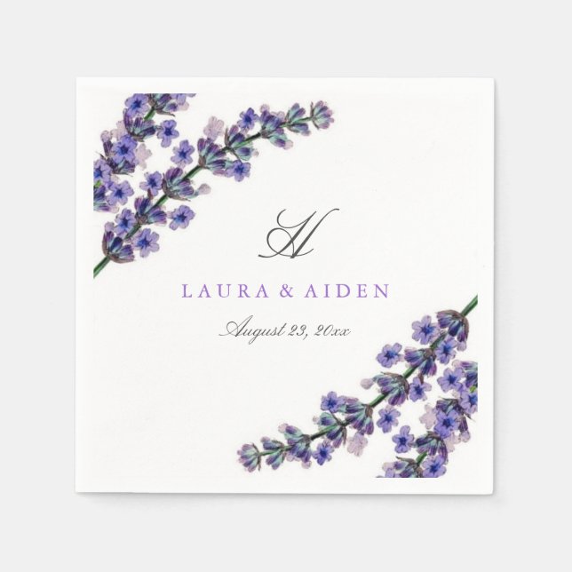 Elegant Lavender Monogram Wedding Napkin Serviette (Vorderseite)