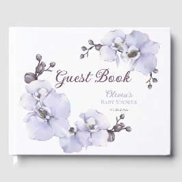 Elegant Lavender Orchid Floral Baby Shower Gästebuch